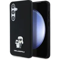 Custodia per Samsung Galaxy S24+ S926, Karl Lagerfeld, Silicone Karl & Choupette Metal, Nera — 3