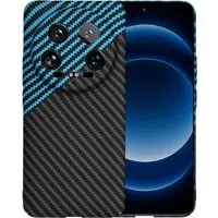 Custodia per Xiaomi 14 Ultra, Techsuit, Carbonite FiberShell, Nero Bleu — 3