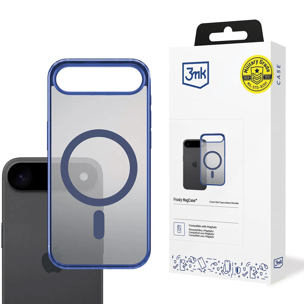 Custodia MagSafe per Apple iPhone 17 Air, 3MK, Frosty MagCase, Blu — 2