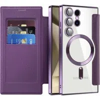 Custodia MagSafe per Samsung Galaxy S24 Ultra S928, Techsuit, SmartMag Book, Viola — 3