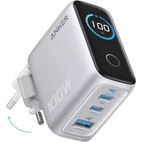 Caricabatterie da rete con cavo USB-C Anker Smart Display, 100W, 5A, 1 x USB-A - 2 x USB-C, Argento B121BG41 — 3