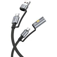 Cavo Dati e Ricarica USB-C / USB-A - USB-C / Accendisigari Elettrico HOCO U138, 60W, 1.2m, Nero — 3
