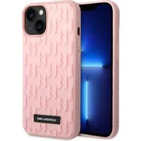 Custodia per Apple iPhone 14 Plus, Karl Lagerfeld, Monogramma 3D, Rosa — 3