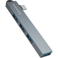 Hub USB-C Borofone FH1A, 4in1, Grigio — 3
