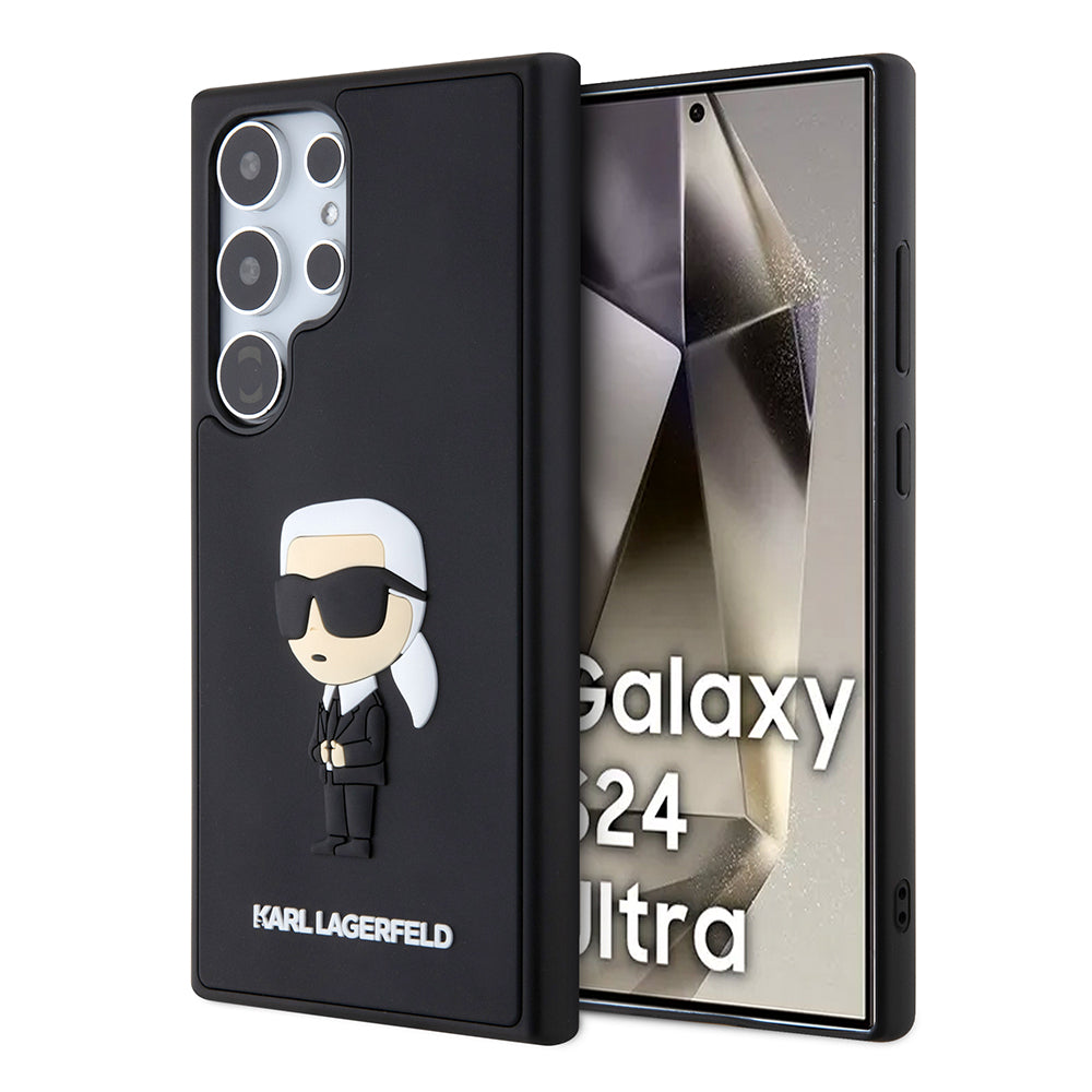 Karl Lagerfeld Custodia per Samsung Galaxy S24 Ultra S928, Karl Lagerfeld, 3D Rubber Ikonik Karl, Nera