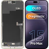 Display con Touchscreen MP compatibile con Apple iPhone 15 Pro Max, con Cornice, Versione OLED FHD Diagnostic, Nero — 3
