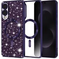 Custodia MagSafe per Samsung Galaxy S25 Edge S937, Techsuit, Luxury Glitter, Viola Scuro — 3