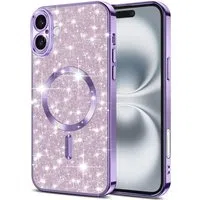 Custodia MagSafe per Apple iPhone 16, Techsuit, Luxury Glitter, Viola Chiaro — 3