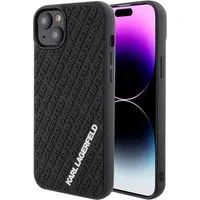 Custodia per Apple iPhone 15 Plus, Karl Lagerfeld, 3D Rubber Multi Logo, Nera — 3