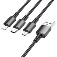 Cavo di Ricarica USB-A - Lightning / microUSB / USB-C Borofone BX72, 18W, 1m, Nero — 3