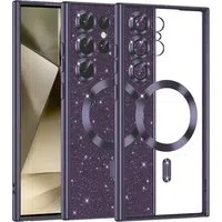 Custodia MagSafe per Samsung Galaxy S24 Ultra S928, Techsuit, Luxury Glitter, Viola Scuro — 3