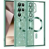 Custodia MagSafe per Samsung Galaxy S22 Ultra 5G S908, Techsuit, Luxury Glitter, Verde Chiaro — 3