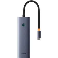 Hub USB-C Baseus UltraJoy, 2 x USB-A 3.0 - 1 x USB-C - 1 x HDMI - 1 x RJ45 - 1 x SD - 1 x microSD, Grigio B00052805813-00 — 3