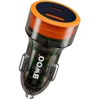 Caricabatterie da auto BWOO BO-CC85, 38W, 3A, 1 x USB-A - 1 x USB-C, nero — 3