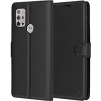 Custodia per Motorola Moto G30 / G20 / G10, Techsuit, Leather Folio, Nera — 3