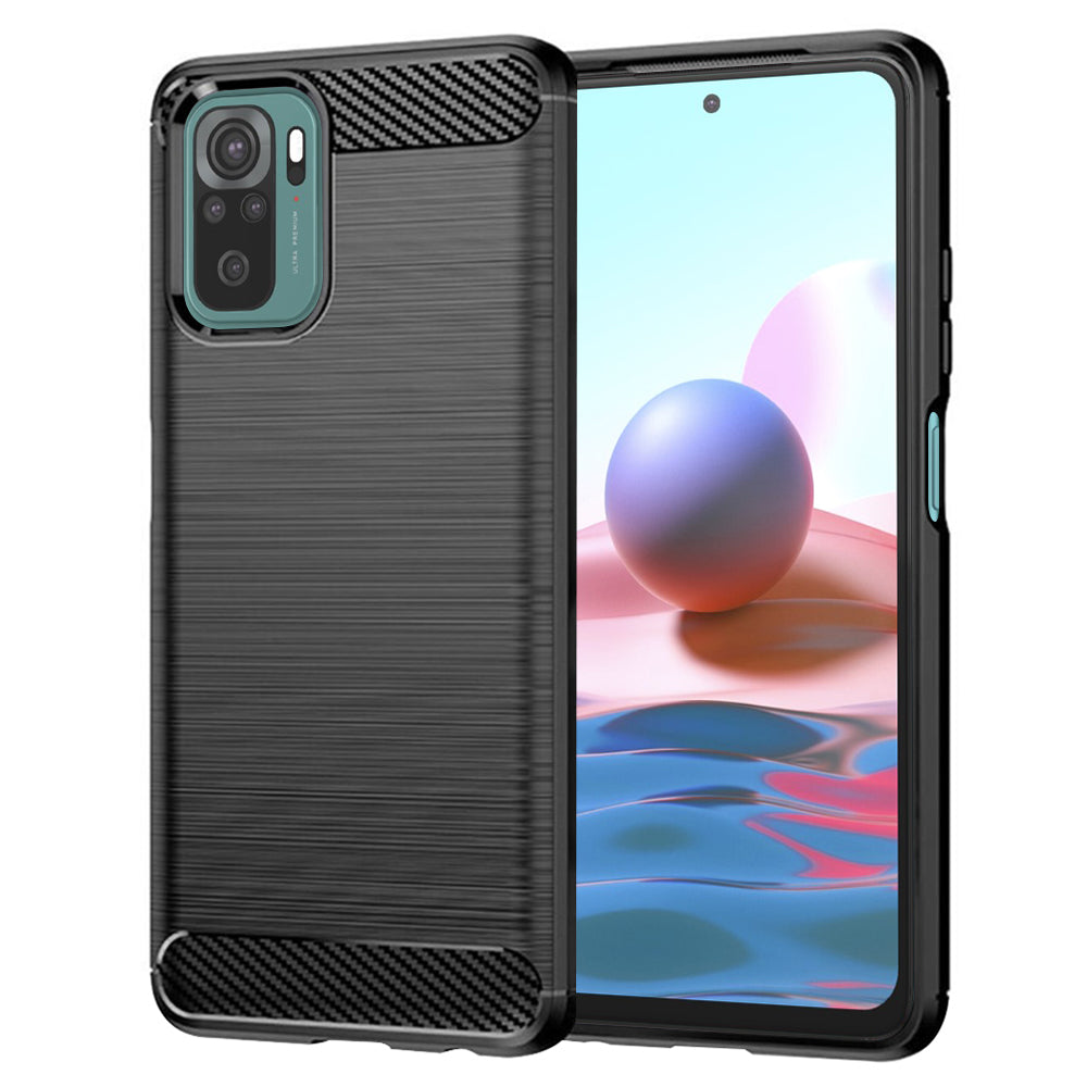 Custodia per Xiaomi Poco M5s / Redmi Note 10S / Note 10, Techsuit, Carbonio, Nera