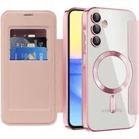 Custodia MagSafe per Samsung Galaxy A15 5G A156 / A15 A155, Techsuit, SmartMag Book, Rosa — 3