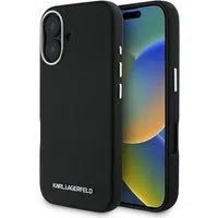Custodia MagSafe per Apple iPhone 16, Karl Lagerfeld, Saffiano Full Wrapped Elongated Metal Logo, Nera — 3