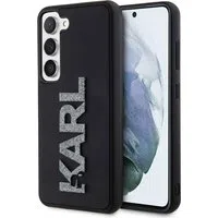 Custodia per Samsung Galaxy S23 S911, Karl Lagerfeld, Logo Glitter in Gomma 3D, Nera — 3