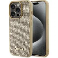 Custodia per Apple iPhone 15 Pro Max, Guess, Disco Metal Script, Dorata — 3