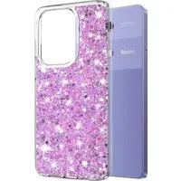 Custodia per Xiaomi Redmi Note 13 Pro 4G / Poco M6 Pro 4G, Techsuit, Sparkly Glitter, Magenta — 3