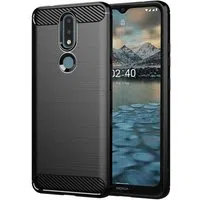 Custodia per Nokia 2.4, Techsuit, Carbonio, Nera — 3