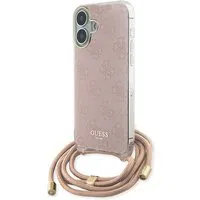 Custodia per Apple iPhone 16, Guess, Crossbody Cord 4G Print, Rosa — 3