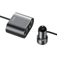 Caricabatterie Auto Baseus ad Alta Efficienza, 95W, 2.1A, 2 x USB-A - 2 x Estensione Accendisigari, Grigio CRDYQ-01 — 3