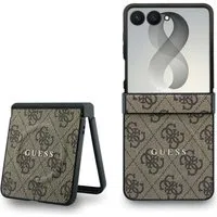 Custodia MagSafe per Samsung Galaxy Z Flip8 F776, Guess, 4G Leather Classic, Marrone
