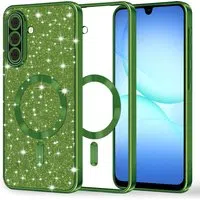 Custodia MagSafe per Samsung Galaxy A17 4G / A17 5G, Techsuit, Luxury Glitter, Verde Scuro — 3