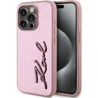Custodia per Apple iPhone 15 Pro Max, Karl Lagerfeld, Metal Signature, Rosa — 3