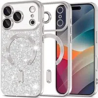 Custodia MagSafe per Apple iPhone 17 Pro Max, Techsuit, Luxury Glitter, Argento — 3