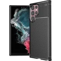 Custodia per Samsung Galaxy S22 Ultra 5G S908, Techsuit, CarbonFiber, Nera — 3