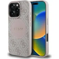 Custodia MagSafe per Apple iPhone 16 Pro Max, Guess, 4G Circle Classic Logo, Rosa — 3