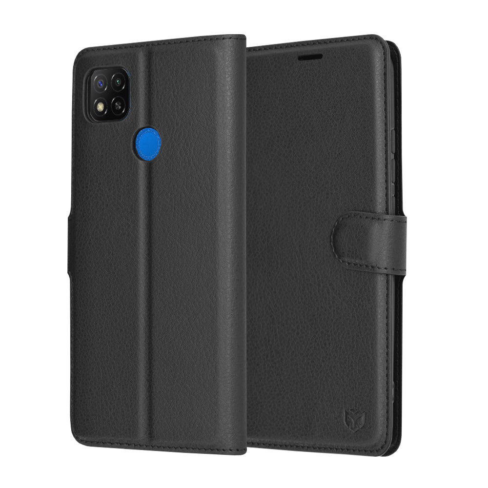 Custodia per Xiaomi Redmi 9C NFC / 9C, Techsuit, Leather Folio, Nera