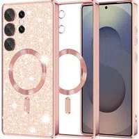 Custodia MagSafe per Samsung Galaxy S25 Ultra S938, Techsuit, Luxury Glitter, Rosa Dorato — 3