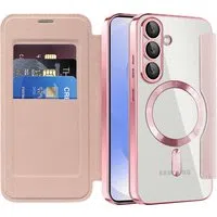 Custodia MagSafe per Samsung Galaxy S25+ S936, Techsuit, SmartMag Book, Rosa — 3