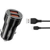Caricabatterie Auto con Cavo USB-C XO Design CC48, 12W, 2.4A, 2 x USB-A, Grigio — 3