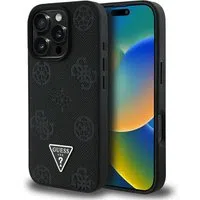 Custodia MagSafe per Apple iPhone 16 Pro, Guess, Peony Grained Hot Stamp Triangle, Nera — 3
