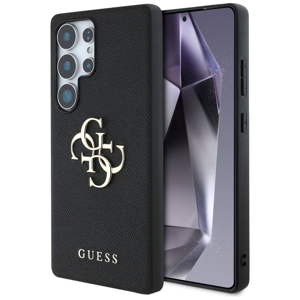Guess Custodia per Samsung Galaxy S25 Ultra S938, Guess, 4G Grained Big and Classic Logo, Nera