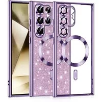Custodia MagSafe per Samsung Galaxy S22 Ultra 5G S908, Techsuit, Luxury Glitter, Viola Chiaro — 3