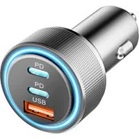 Caricabatterie Auto Techsuit C6 DriveBoost, 60W, 3A, 1 x USB-A - 2 x USB-C, Argento — 3