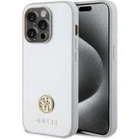 Custodia per Apple iPhone 15 Pro, Guess, Strass Metal Logo, Argento — 3