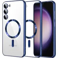 Custodia MagSafe per Samsung Galaxy S23 S911, Techsuit, Luxury Crystal, Blu Scuro