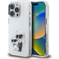 Custodia per Apple iPhone 16 Pro Max, Karl Lagerfeld, IML Aquarelle Logo Karl & Choupette, Bianca — 3