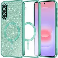 Custodia MagSafe per Samsung Galaxy A37 5G, Techsuit, Luxury Glitter, Verde Chiaro — 3