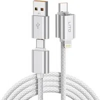 Cavo Dati e Ricarica USB-C / USB-A - USB-C / Lightning Lito LD21, 100W, 1m, Bianco — 3