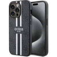 Custodia MagSafe per Apple iPhone 15 Pro, Guess, 4G Printed Stripes, Nera — 3