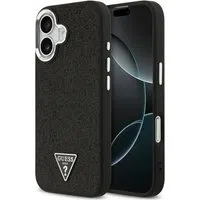 Custodia MagSafe per Apple iPhone 17, Guess, Glitter Triangle Logo, Nera — 3