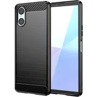 Custodia per Sony Xperia 10 VI, Techsuit, Carbonio, Nera — 3